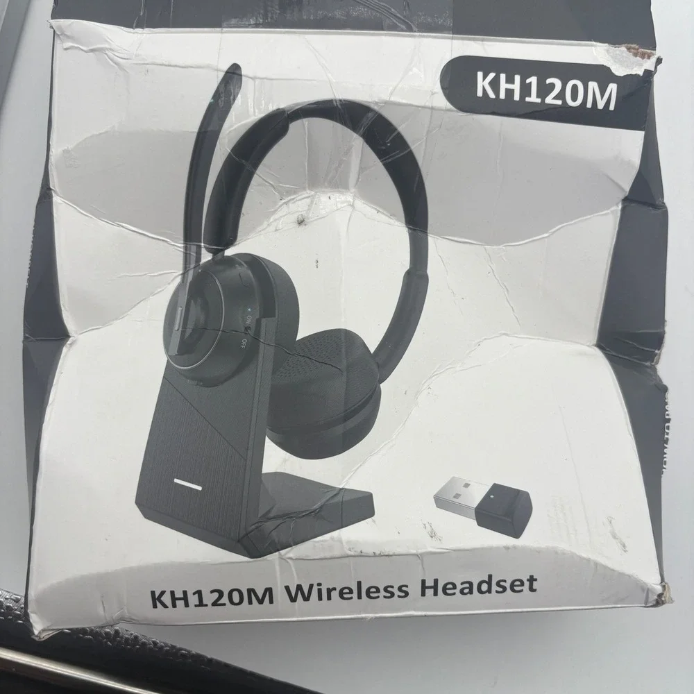 PrancyBt KH120M Wireless Headset with Charging Base‎ and USB Dongle Black